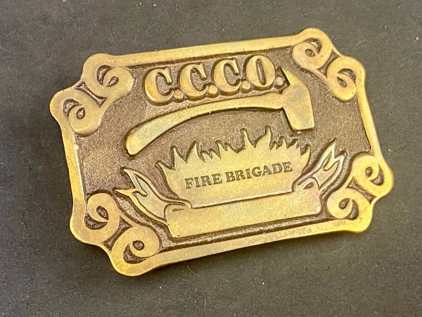 Vintage 1977 C.C.C.O. Fire Fighters Brigade belt buckle by Adezy Denver