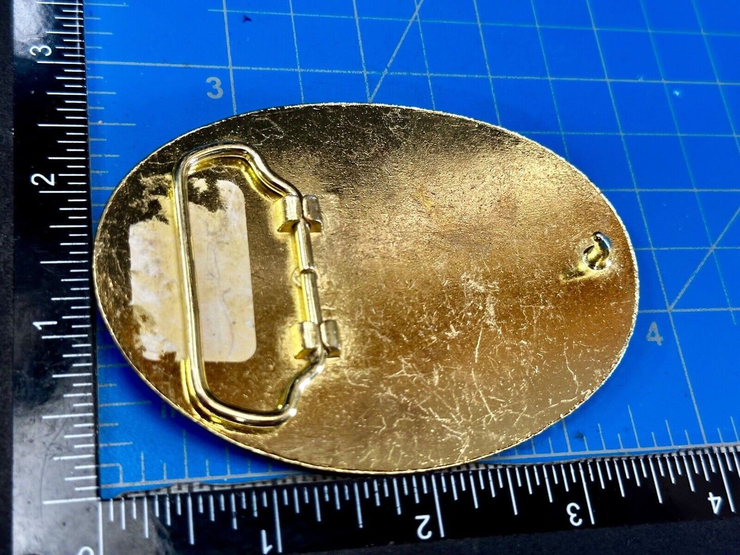 The Great State of Texas Star & Flag western USA made Gold & Black Belt Buckle