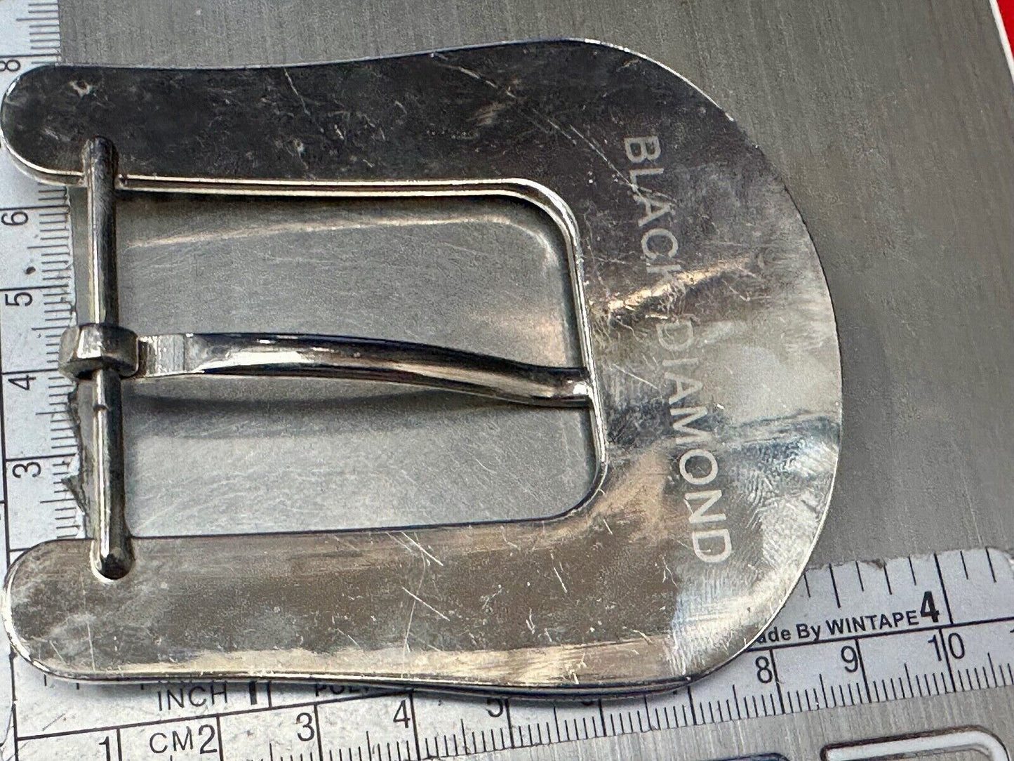 Vintage Black Diamond silver tone ranger style Belt Buckle - Missing rhinestone