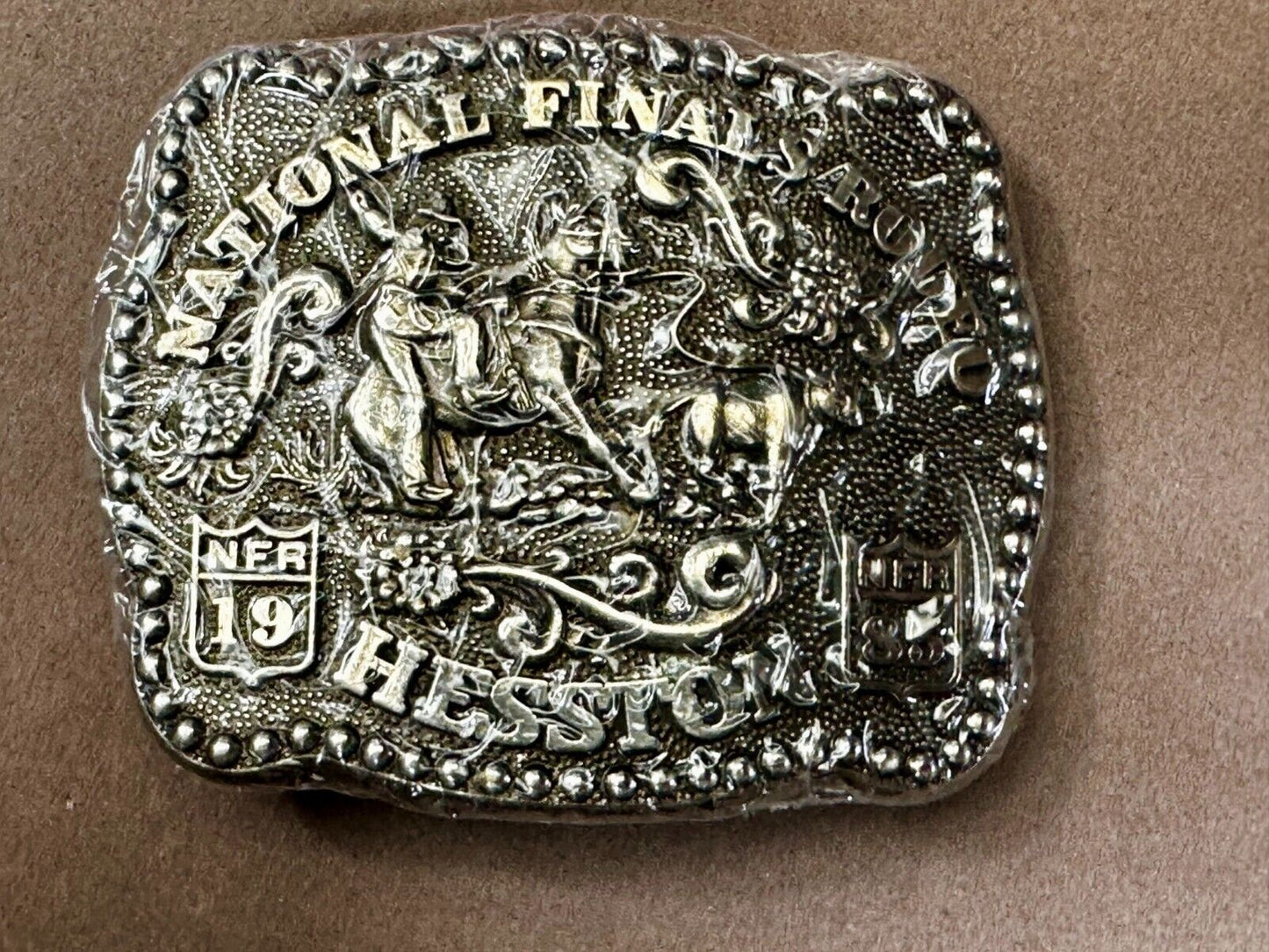 1985 Hesston National Finals Rodeo NFR Rodeo Cowboys NOS Youth Size Belt Buckle