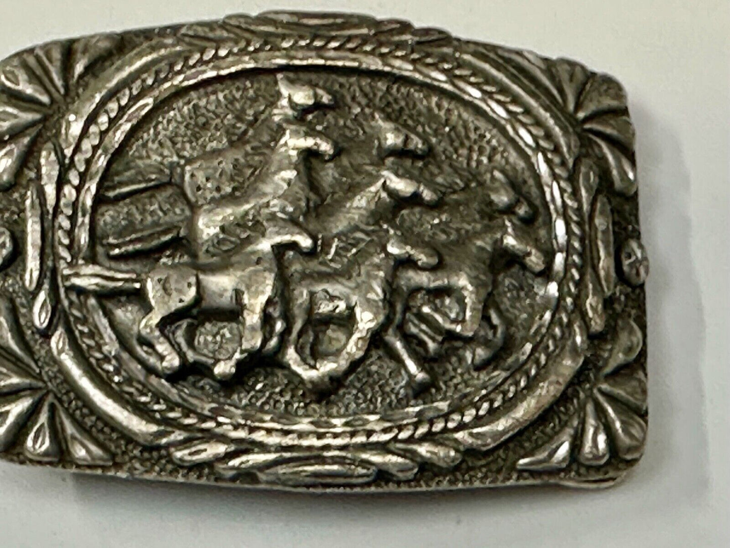 Texas longhorn - Vintage EGE 93 laser diamond etched cut Belt Buckle