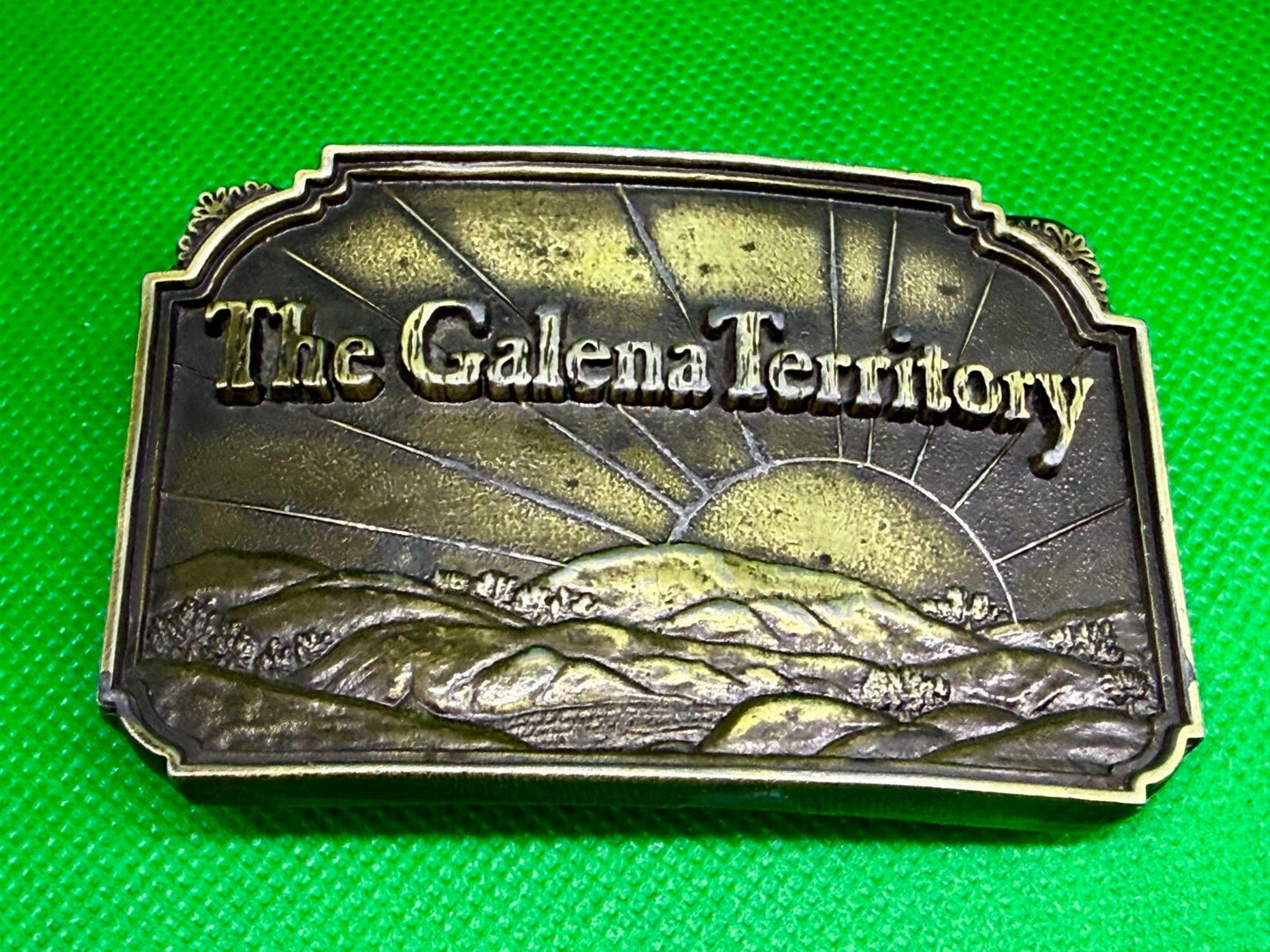The Galena Territory Brass Belt Buckle Sunrise Illinois Vintage Belt Buckle