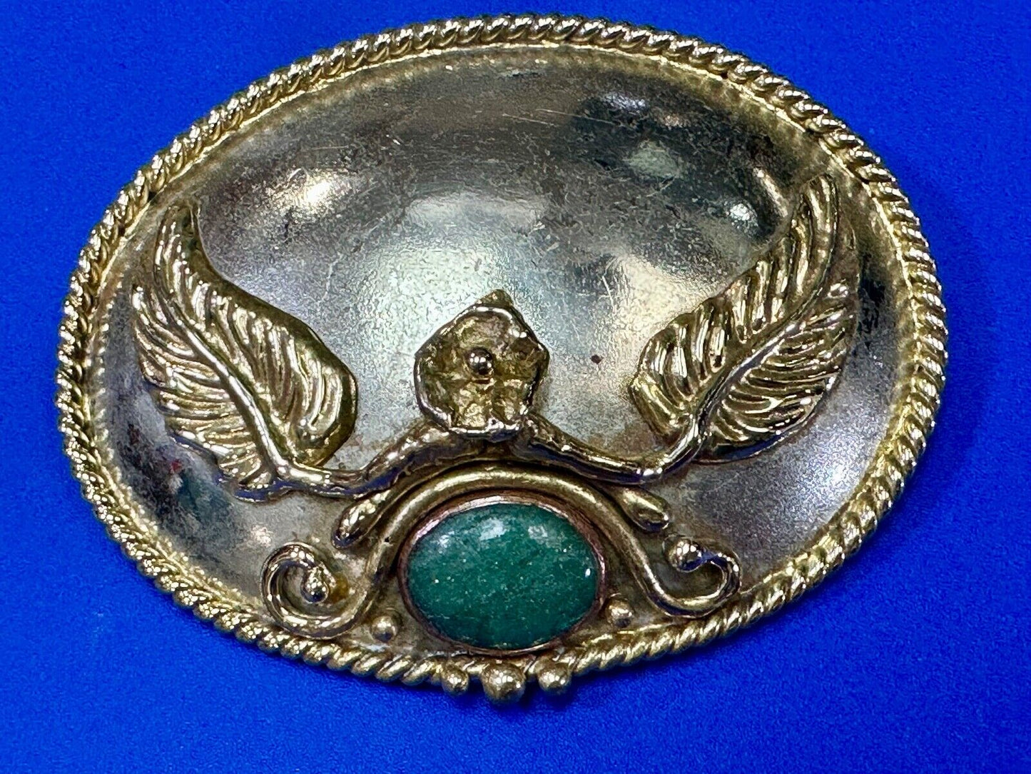 two tone LEAF theme unknown to me! green turquoise? Artisan western belt slide