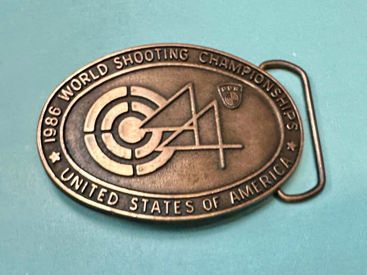 1986 Shooting TeamUSA World Shooting Championships Vintage belt buckle