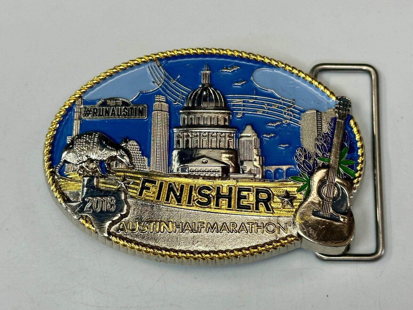 2018 Austin Texas RunAustin Finisher Half Marathon belt buckle
