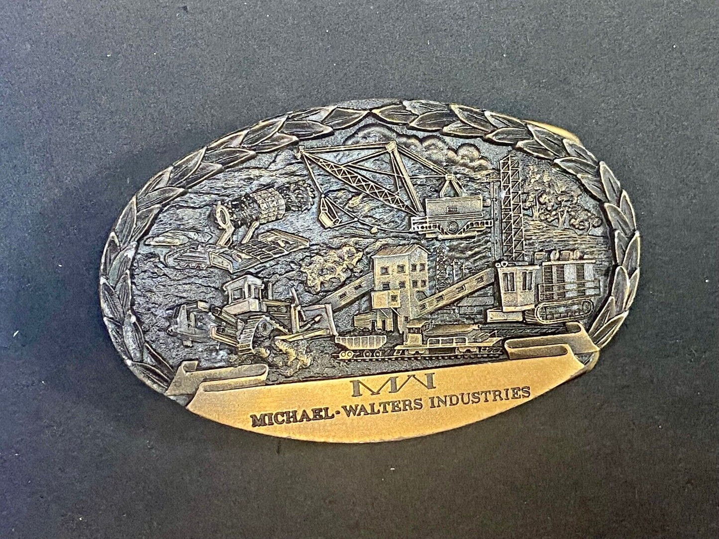 Vintage 1984 Michael Walters Industries Vintage Belt Buckle -Indiana Metal Craft