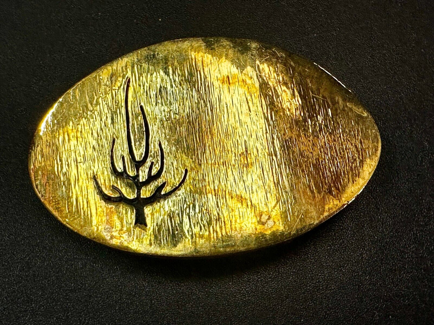 Black inland Fall Tree Small Hippy Vibe Brass Belt Buckle for up to a 1.25" belt