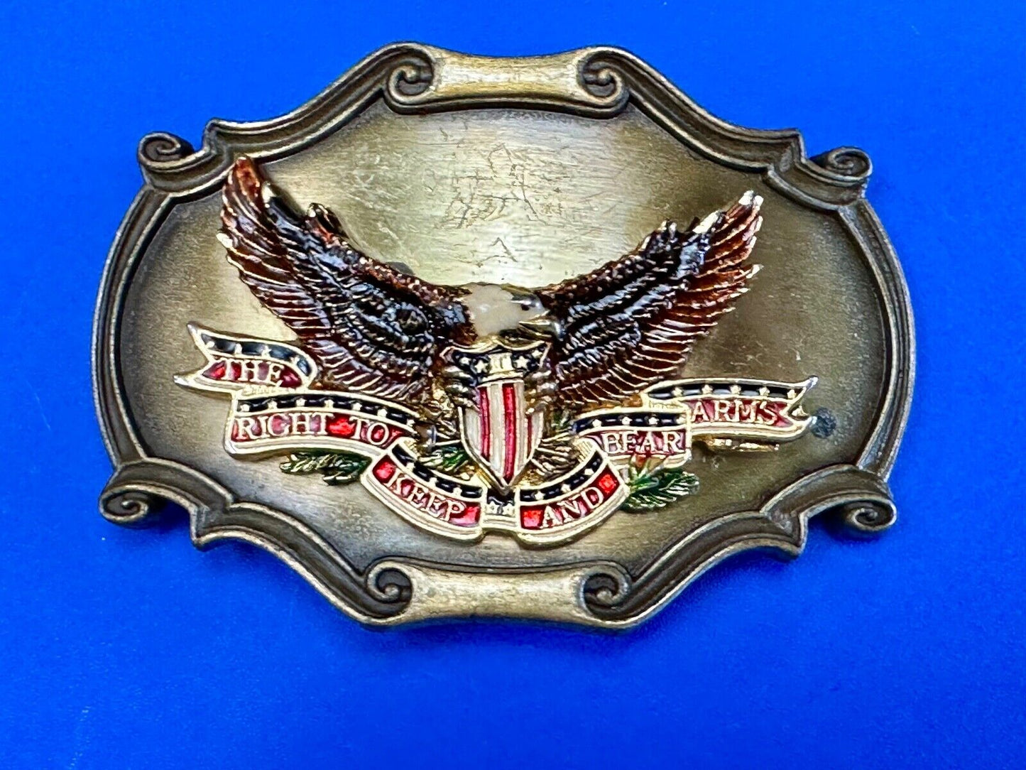 The Right to keep and bear arms USA Eagle Vintage 1978 Raintree belt buckle