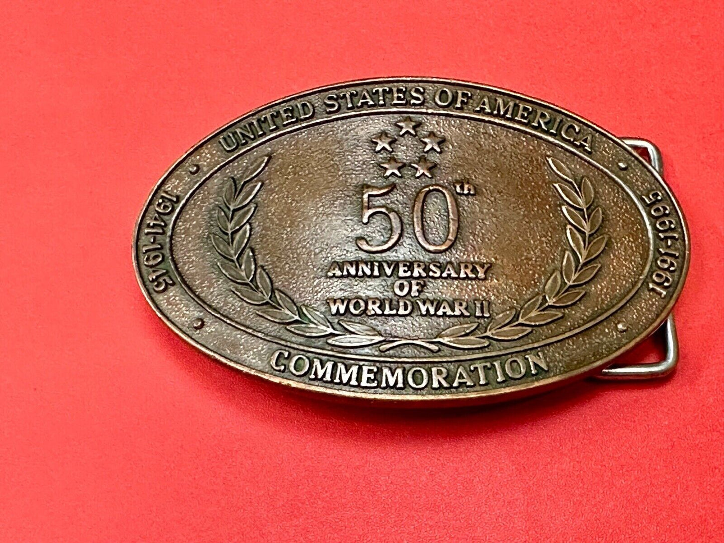 United Stated 50th Anniversary of World War 2 Commemorative belt buckle Crew INC