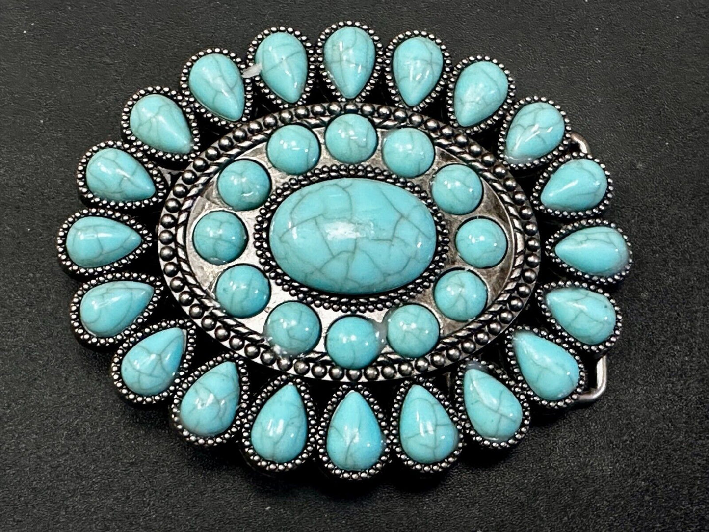 Beautiful Faux Turquoise Covered Hippie Vibe Western Cowgirls Belt Buckle #2049