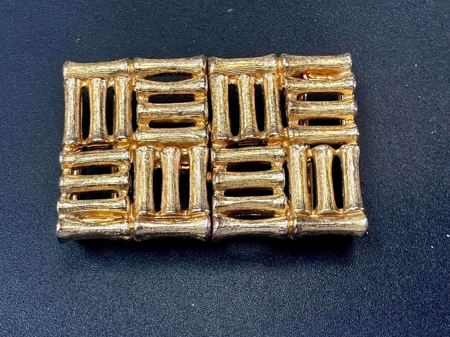 Bamboo Squares Two piece interconnecting vintage belt buckle by Mimi Di N