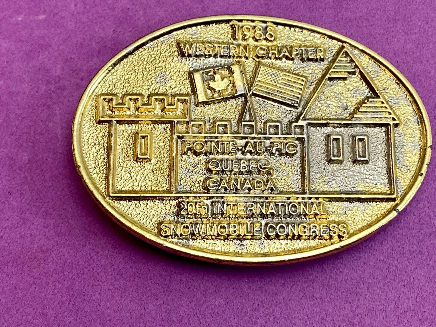 Vintage 1988 Western Chapter Pointe-au-Pic Quebec Canada belt buckle RARE. #92