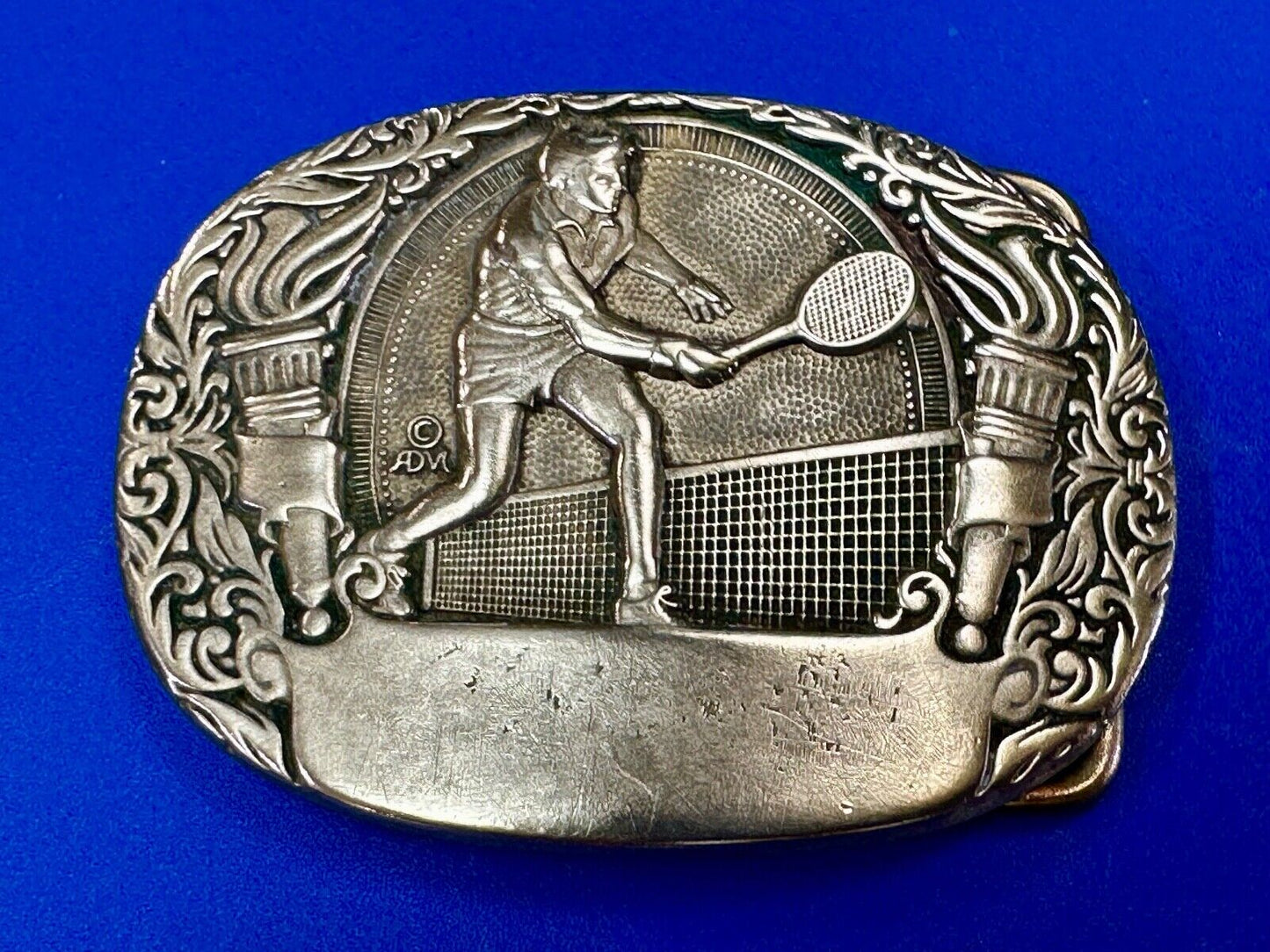 Tennis Player - Set Match Sports solid brass belt buckle by Award Design Medals