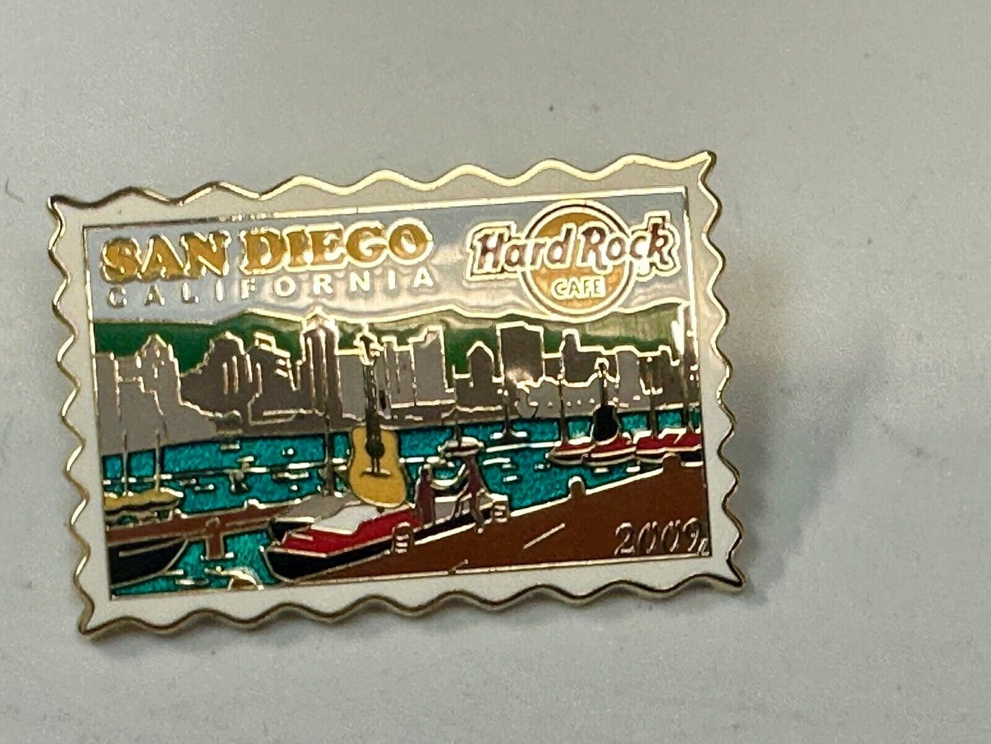2009 Hard Rock Cafe Collectors San Diego California Stamp Style pin