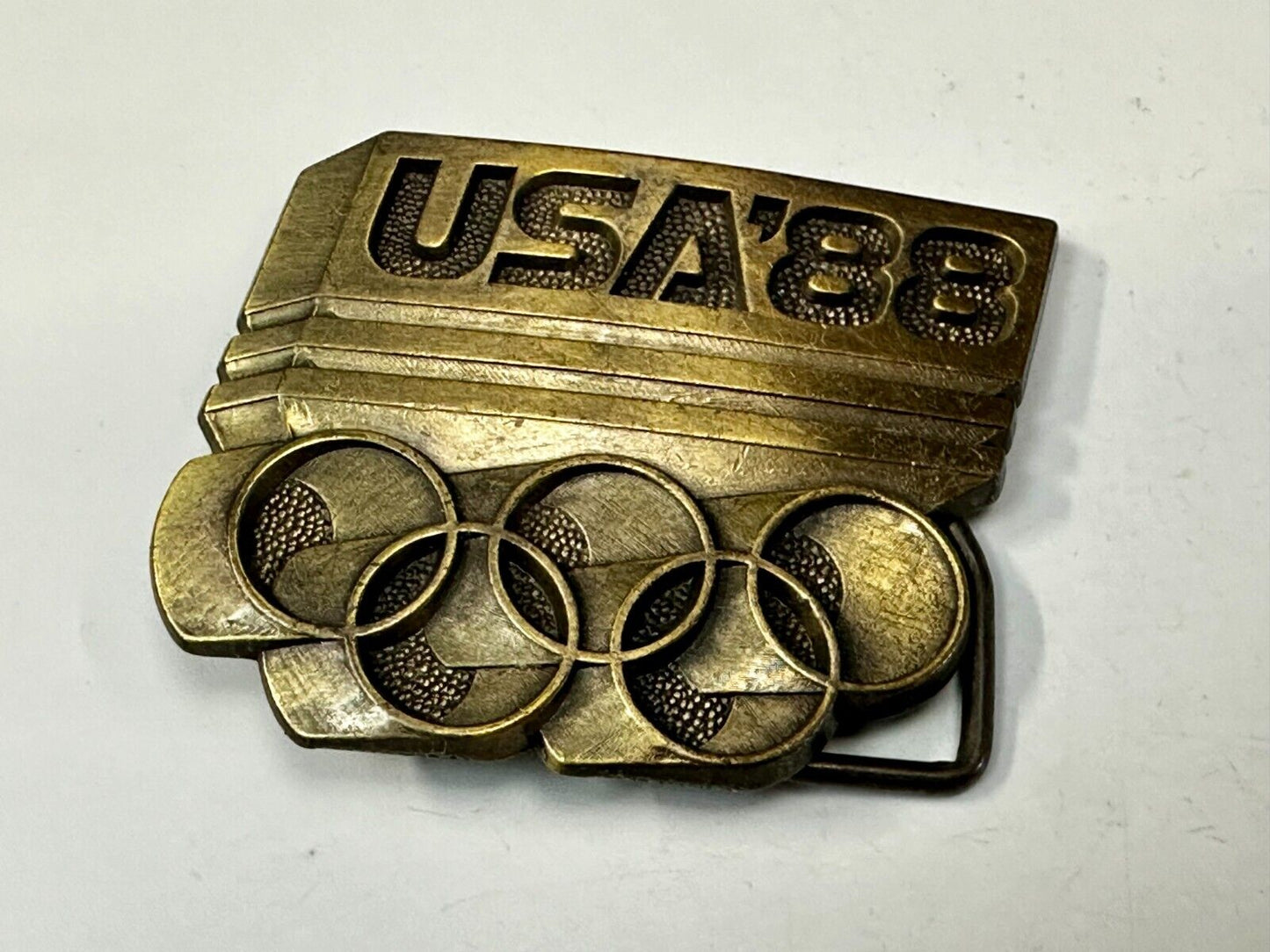 USA 1988 Olympic Games 5 Ring Emblem Commemorative Vintage Belt Buckle