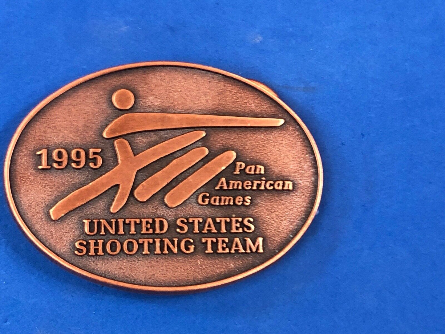 US shooting team PAN American Games vintage 1995 belt buckle gun skeet