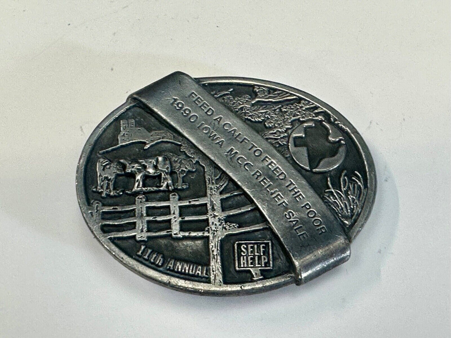 1990 Iowa MCC rebuff sale- Feed Calf to feed the poor belt buckle