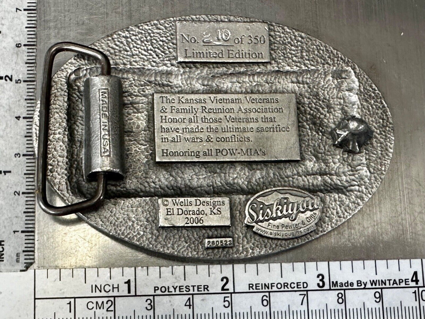 The Kansas Vietnam Veterans Family Reunion 19th Annual Commemorative Belt Buckle