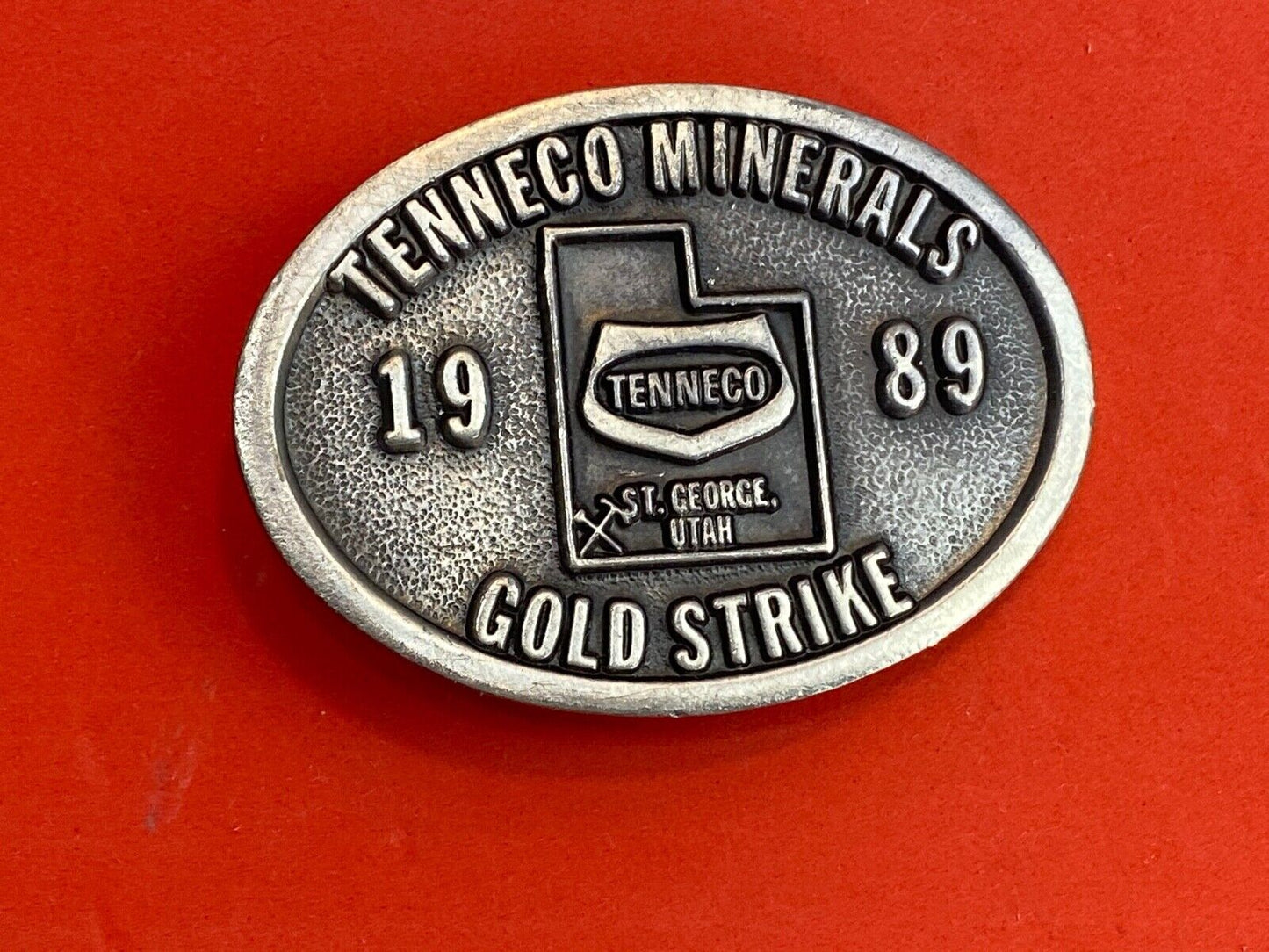 Tenneco Minerals 1989 Gold Strike Belt Buckle - St George Utah