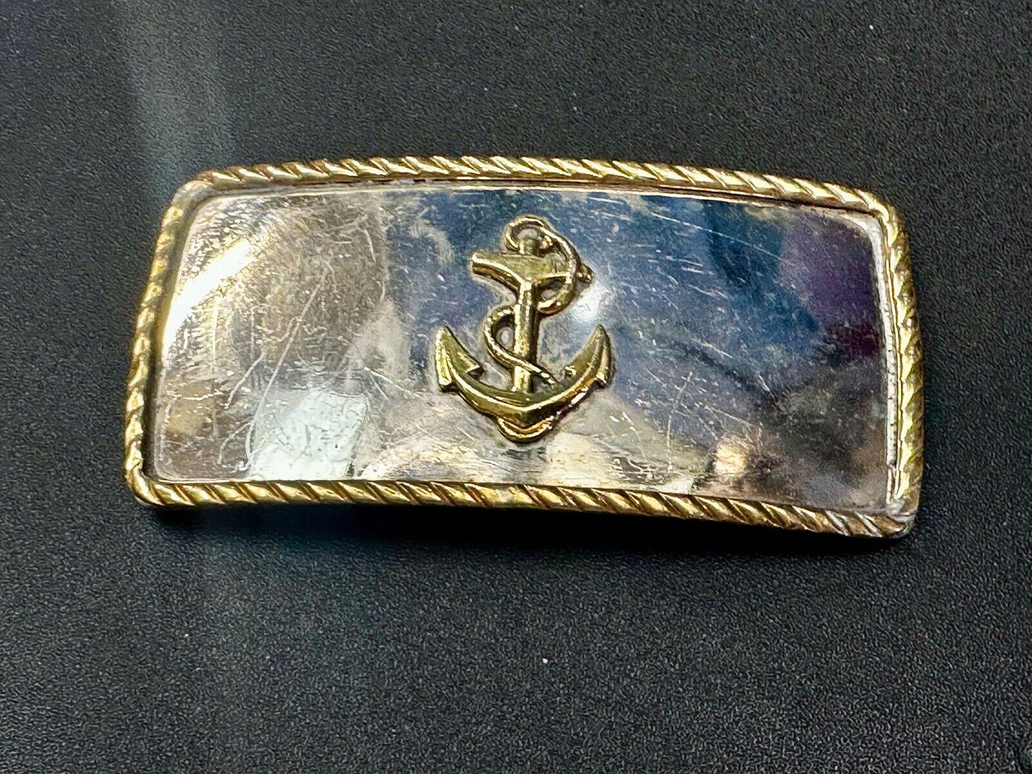 Vintage boat Anchor - Reflective two tone belt slide clip buckle