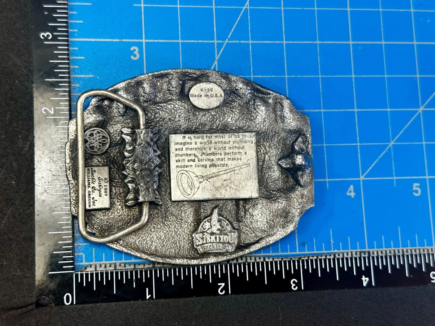 1987 Plumber by Siskiyou Buckle Co. K-50 Job Profession Vintage Belt Buckle