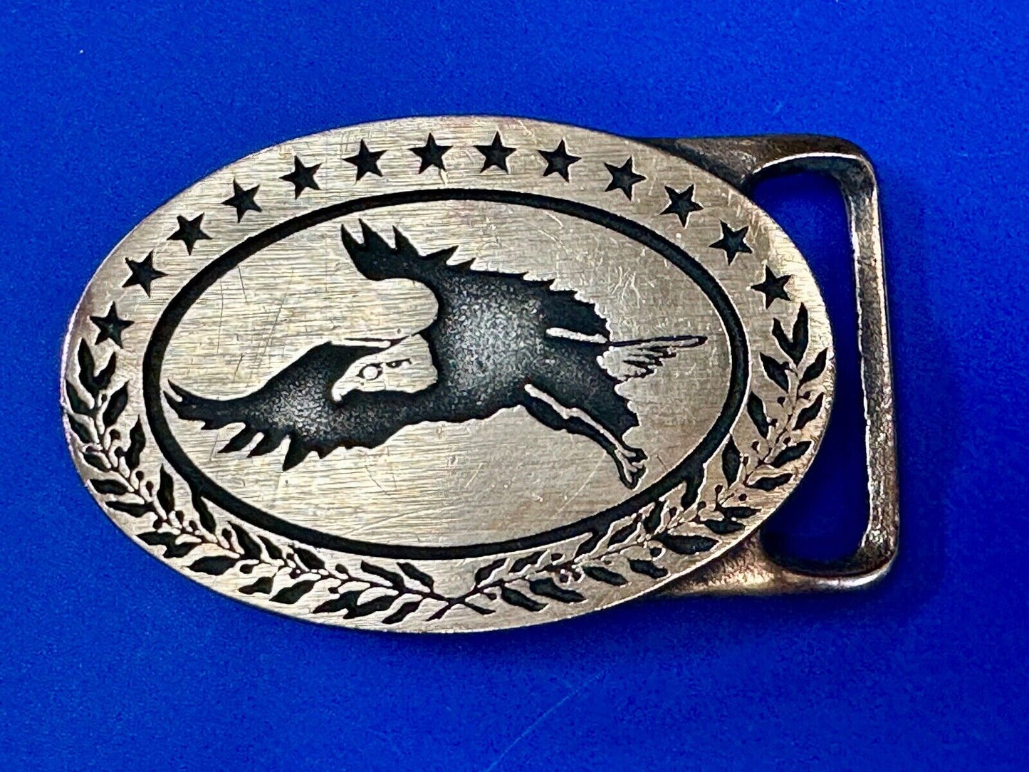 BALD EAGLE - vintage Tech Ether Guild Hippy style solid brass belt buckle