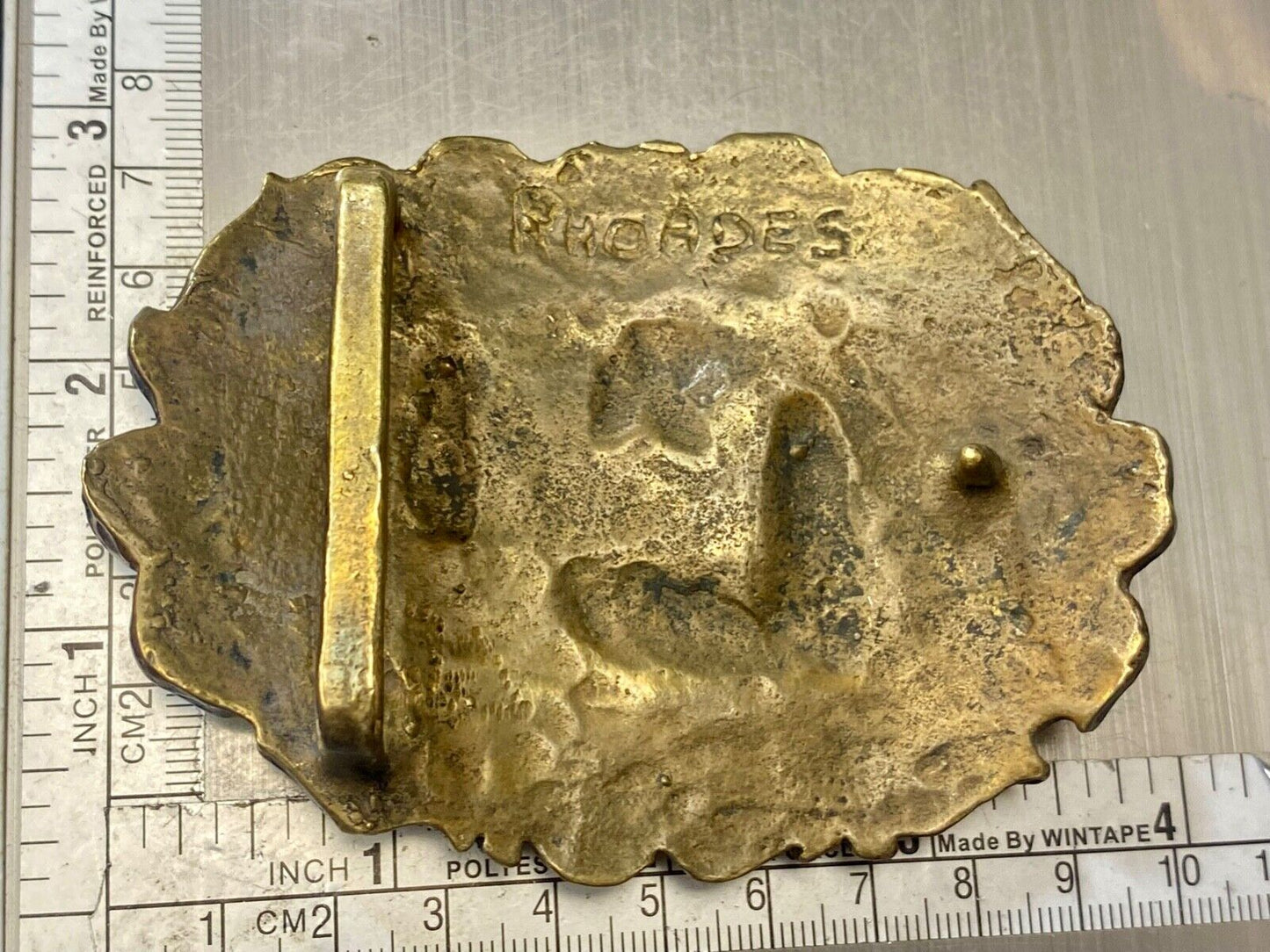 Three Cowboys Roping calf on the farm SOLID BRASS western belt buckle
