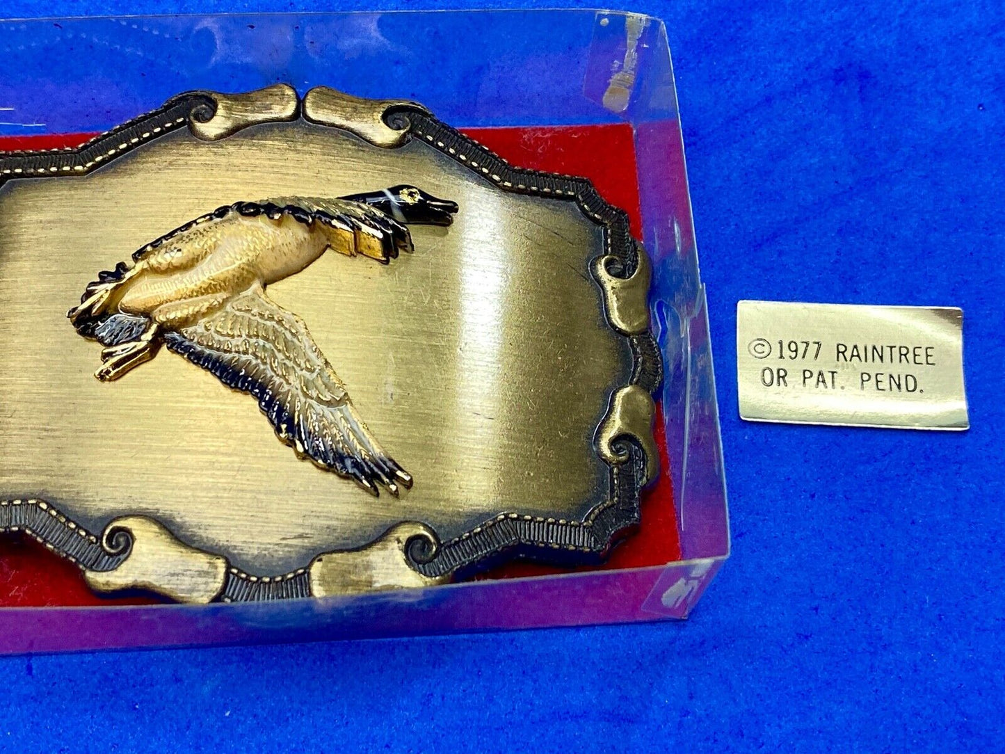 Vintage 1977 GOOSE Western Framed Raintree Belt Buckle - Grouse? Eagle?