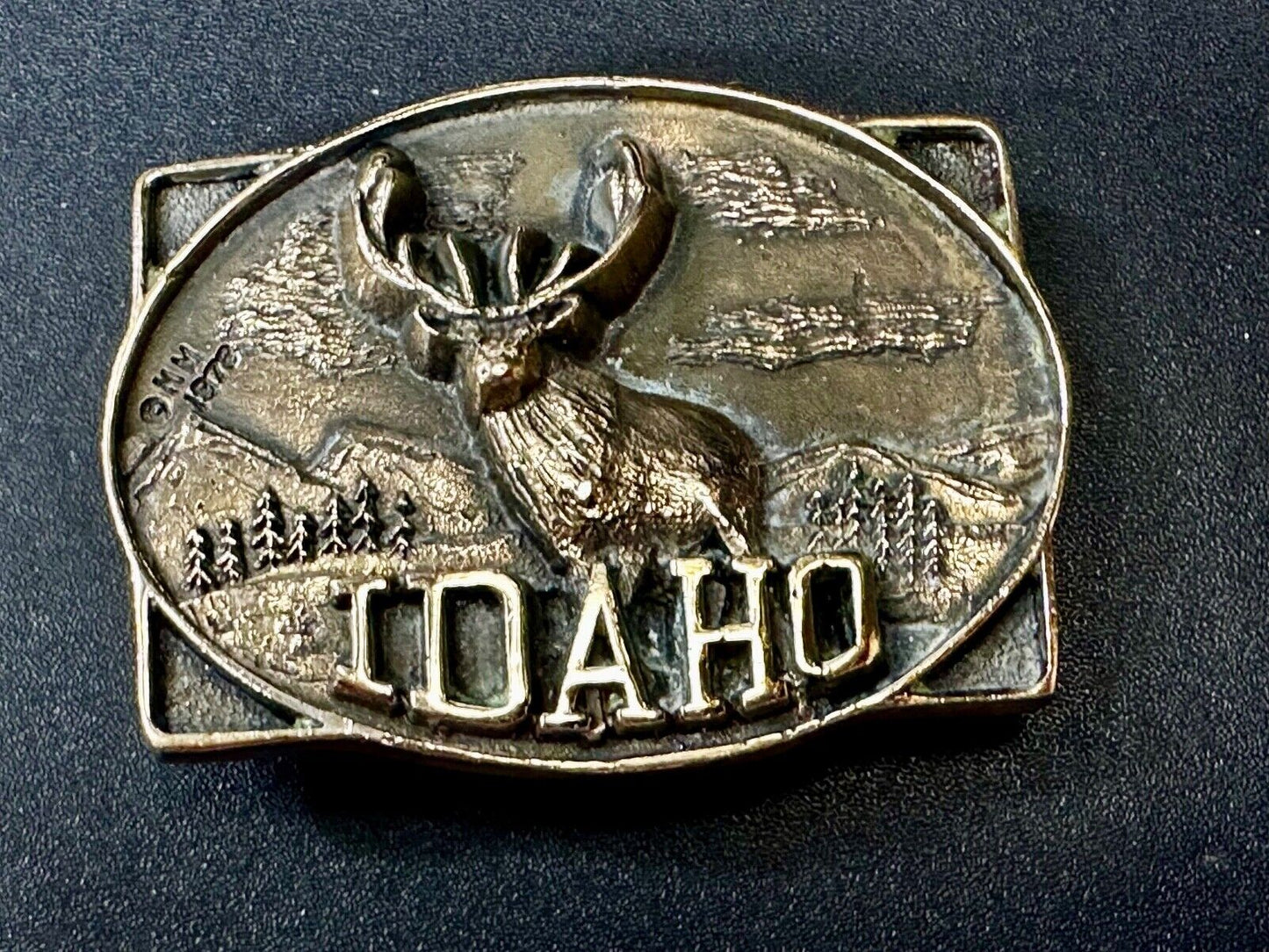 The State of Idaho Deer Buck Hunting Vtg. 1978 Small First Security Belt Buckle