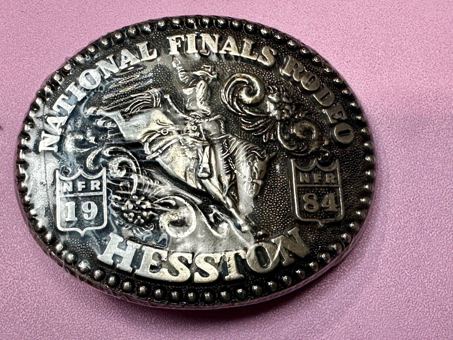 1984 NFR National Finals Rodeo NOS Youth Size Hesston Belt Buckle