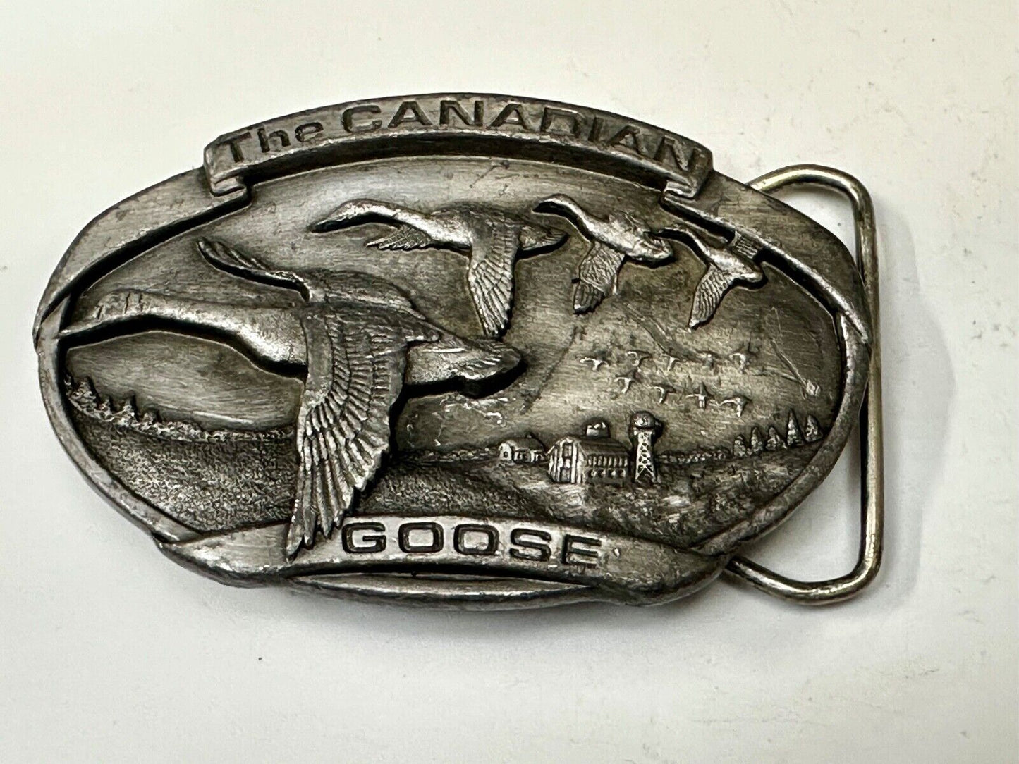 The Canadian Goose Migrating Flying Brass Vintage 1983 Belt Buckle by Bergamot