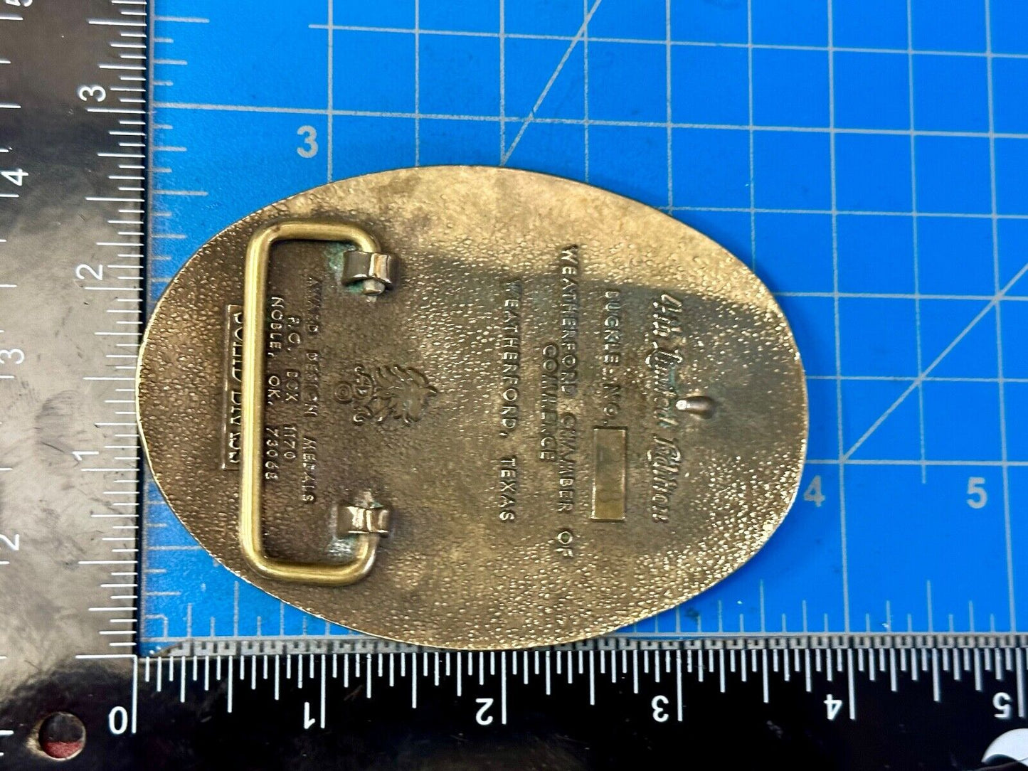 Texas Weatherford Main Street - vintage 1987 LIMITED ADM solid brass belt buckle