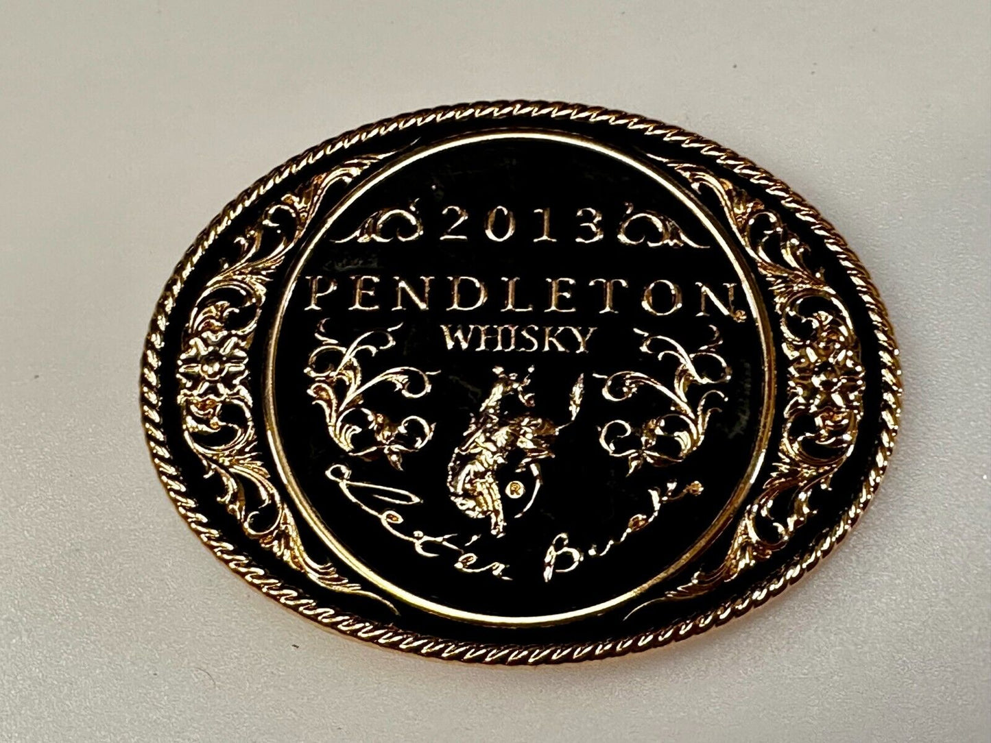2013 Pendleton Whiskey Let'er Buck Rodeo Cowboy Montana Silversmiths Belt Buckle