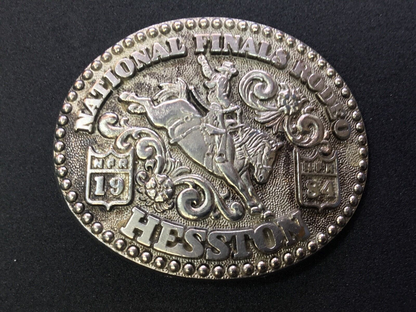 1984 National Finals Rodeo NFR Hesston belt buckle Fred Fellows