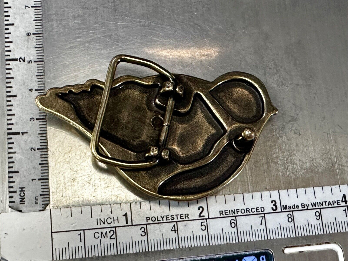 Bird Dove Shaped Cutout Figure Brass Tone Belt Buckle by Relic