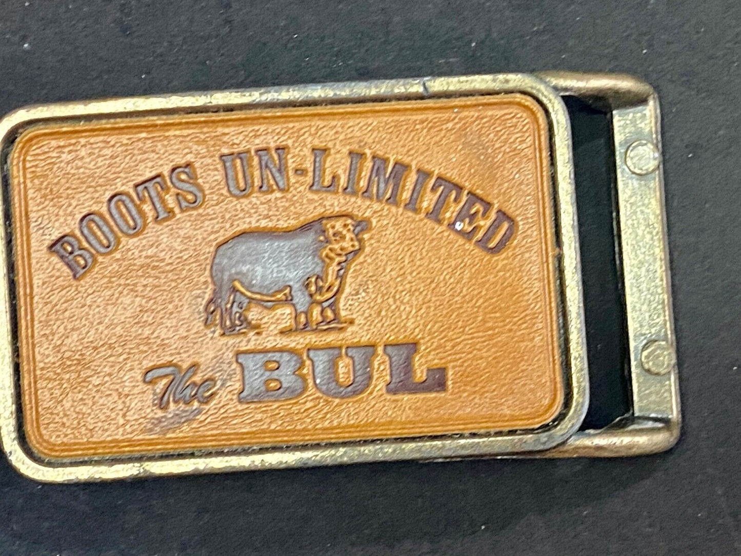 Vintage Leather belt buckle BOOTS unlimited - The Bul Bull Pooler GA Company