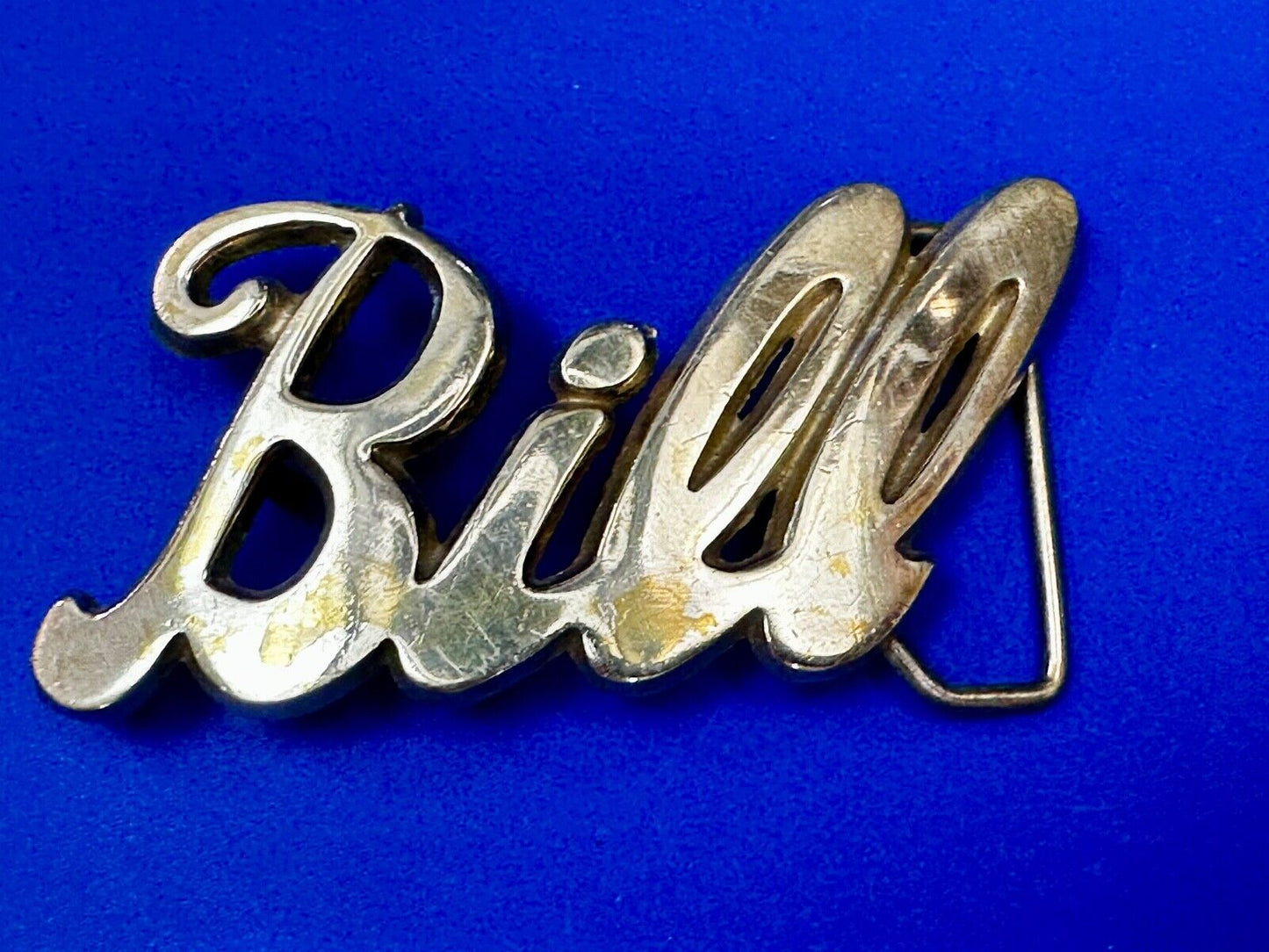 BILL - Custom Name cutout cursive letters Solid Brass Belt Buckle