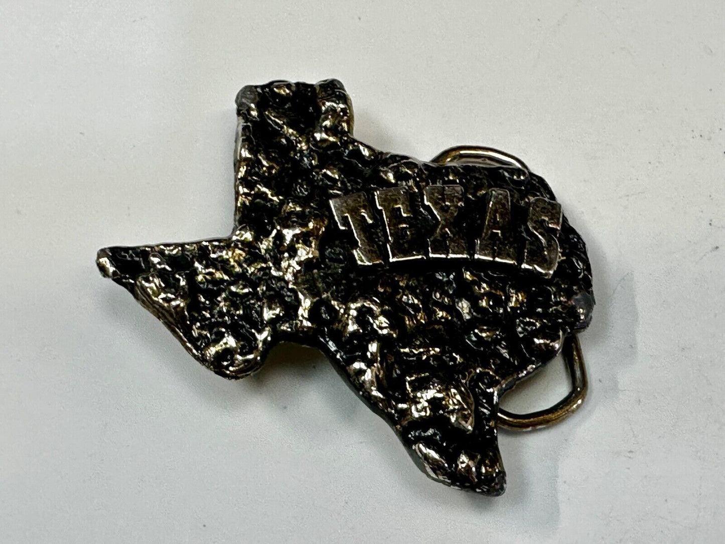 The Great State of Texas Cutout Map shaped Vintage Belt Buckle marked W