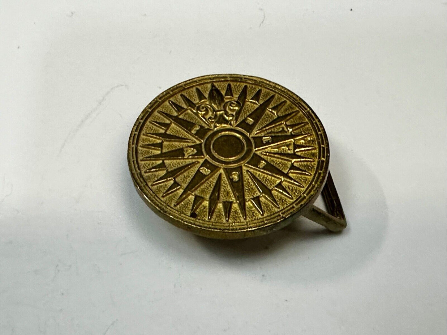 Artist Signed Fleur De Lis Compass Sun Dial Hippie Boho Solid Brass Belt Buckle