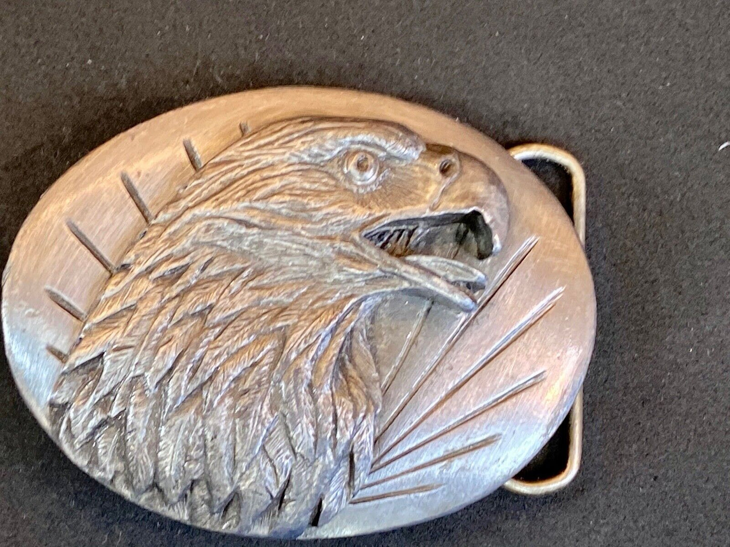 Vintage 1987 Western Eagle Flying High Hunting Wings Wide Belt Buckle Siskiyou