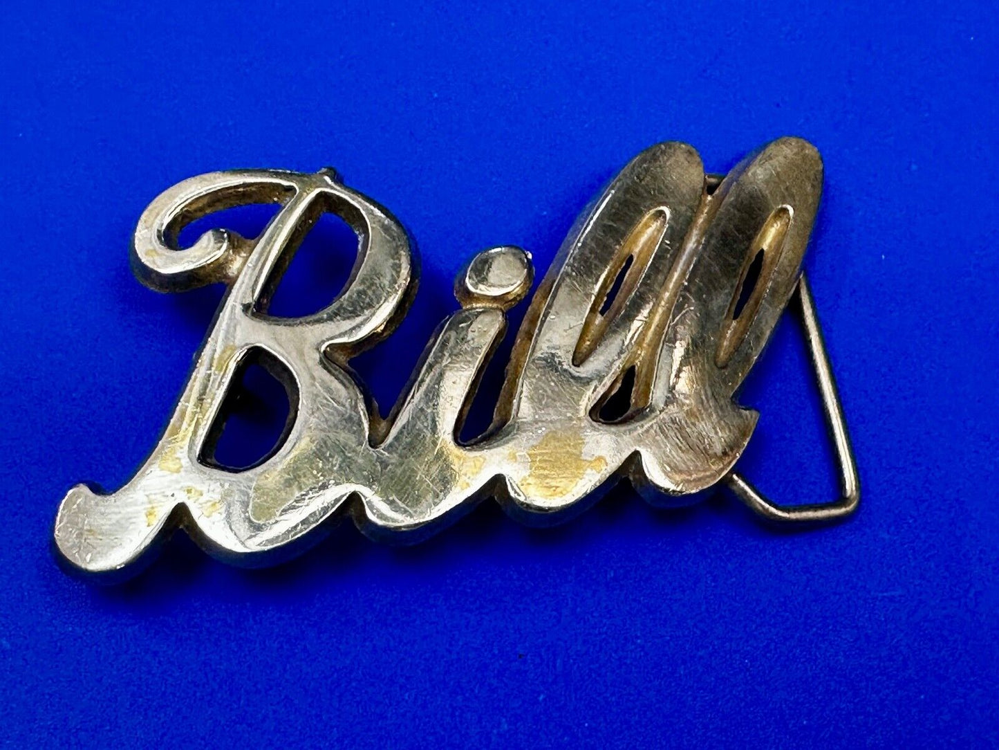 BILL - Custom Name cutout cursive letters Solid Brass Belt Buckle