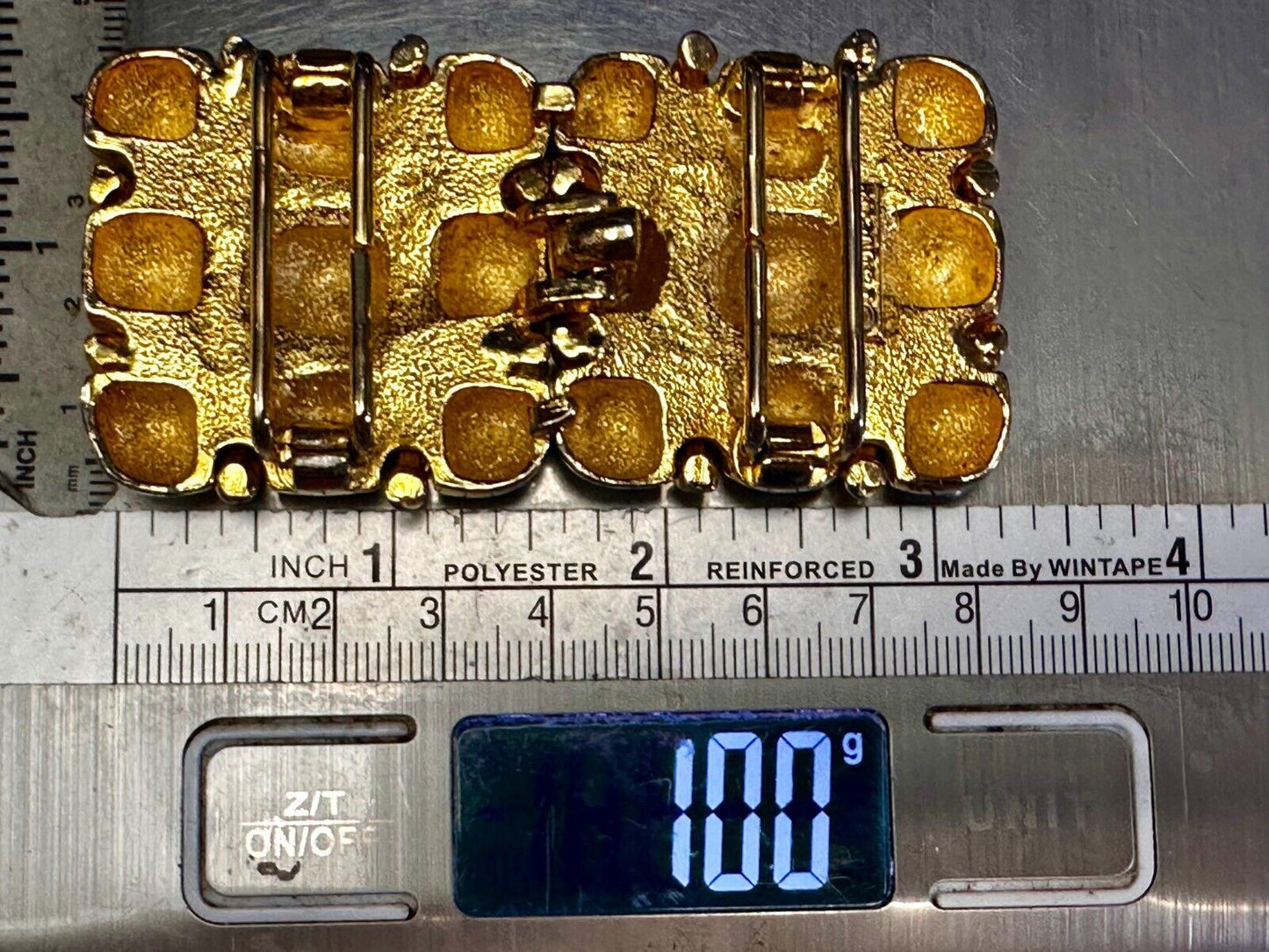 Tic Tax Toe Square Two Piece Interlocking Gold Tone Vintage Paquette Belt Buckle