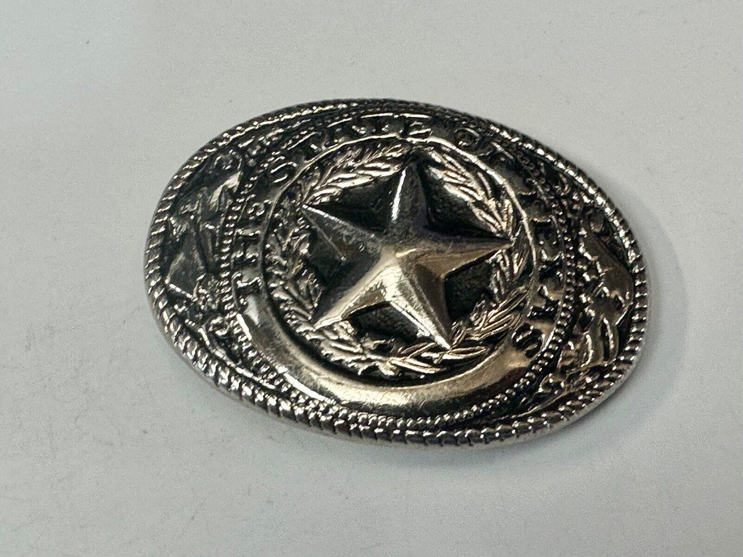 Texas Star & Flag - State Series vintage small gold tone belt buckle