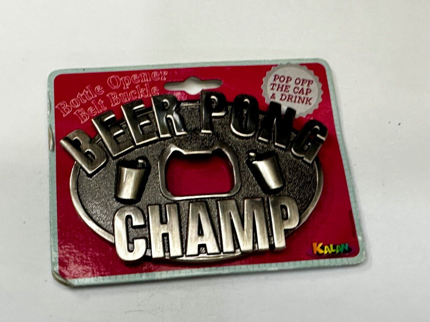 Beer Pong Champ - NOS Kalan Bottle Opener & Belt Buckle - Perfect pick up Line!