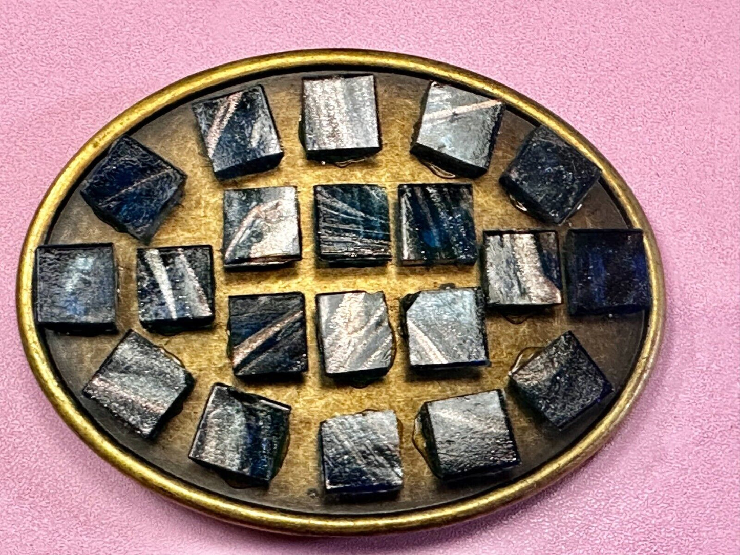 Artisan Stone Cubes - Native American Indian Style? Unique Oval Belt Buckle