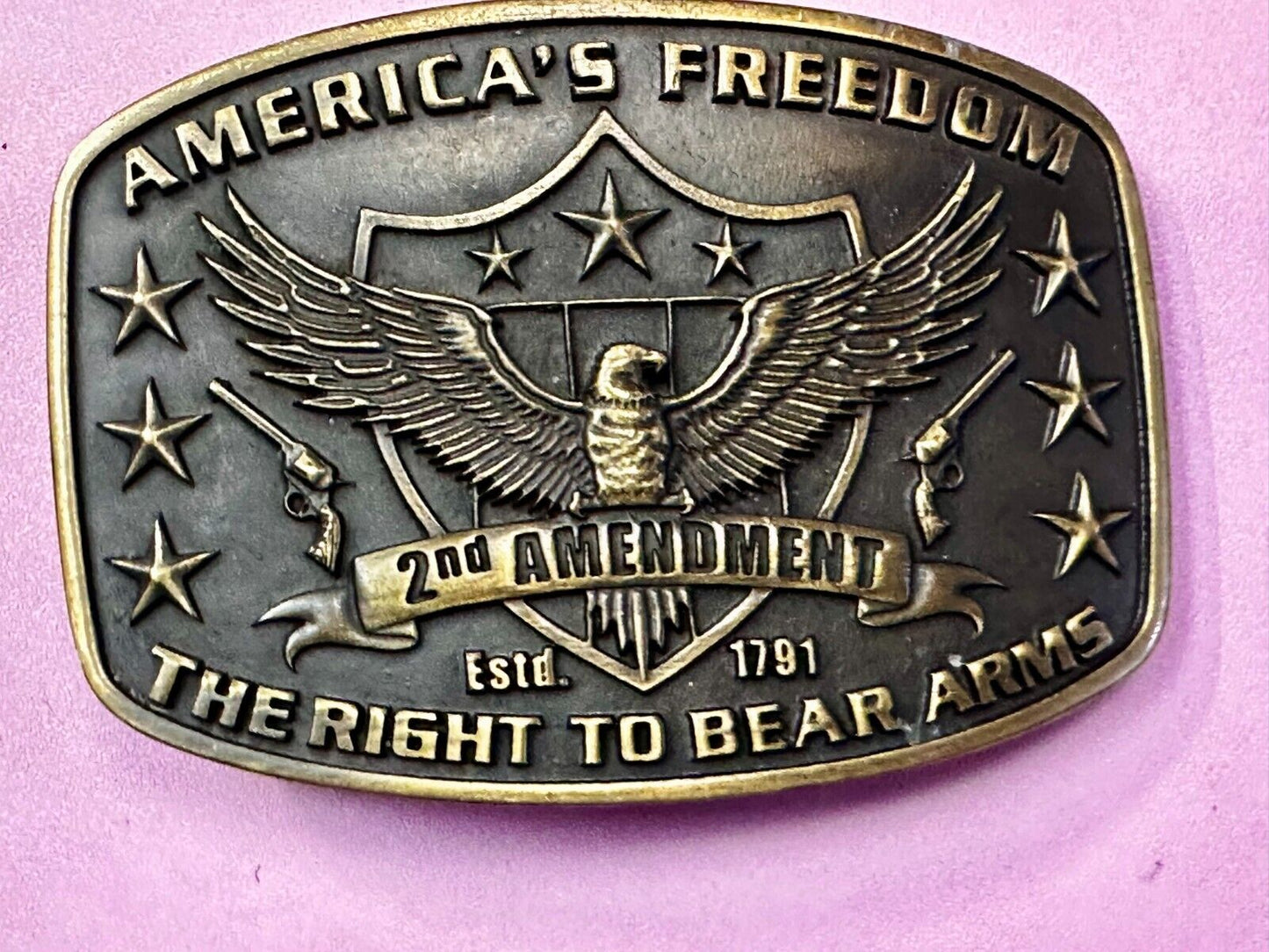 American's Freedom The Right To Bear Arms 2nd Montana Silversmiths Belt Buckle