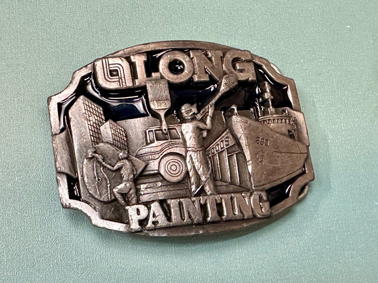 Vintage 1989 LONG painting - Neat Clean Finishing belt buckle