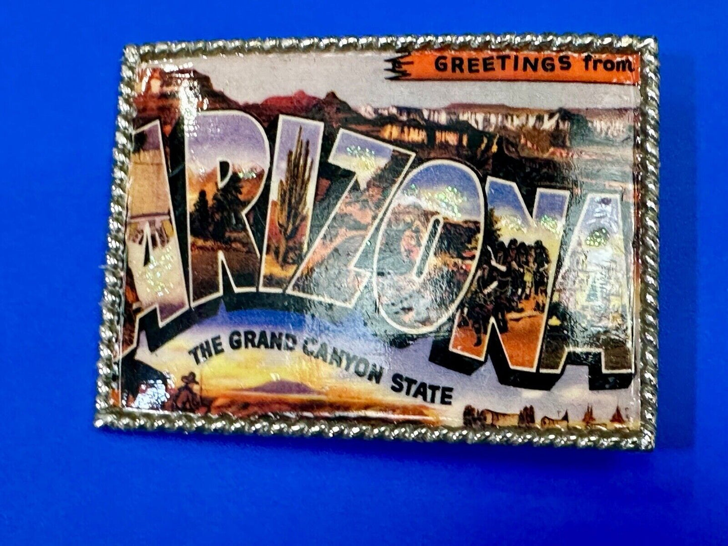 The Beautiful State of Arizona AZ post card style picture belt buckle