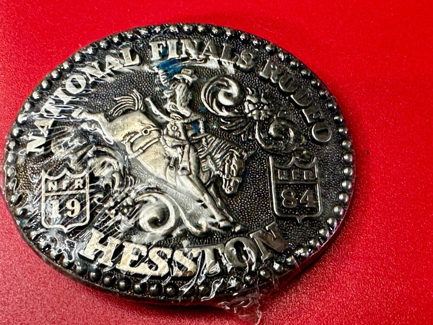 1984 Hesston National Finals Rodeo NFR Cowboys Youth Size NOS Belt Buckle