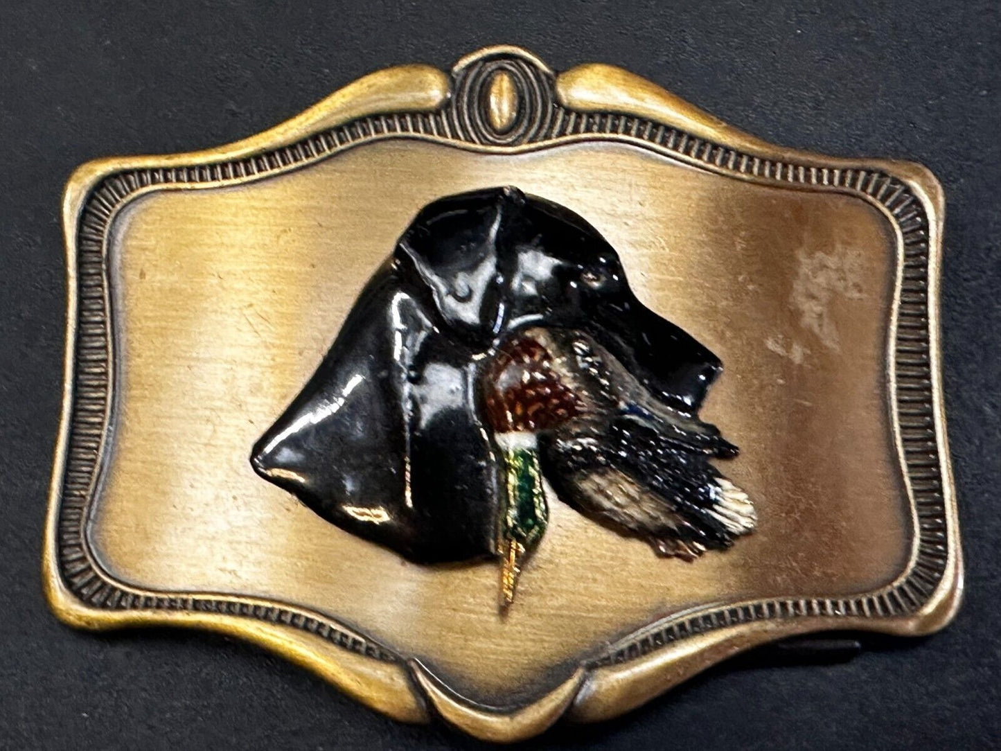 Black Labrador Retriever Bird Dog Wild Duck Hunting Vintage Raintree Belt Buckle